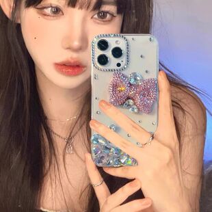 蝴蝶结vivoS19pro镶钻手机壳可爱女款X100S带钻石闪S18保护套防摔X90全包软硅胶S16奢华水晶S15e潮S17网红X80