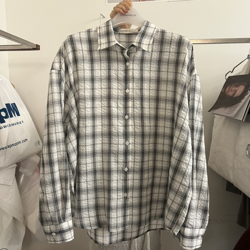 LONDONFLAT褶皱面料格纹系扣