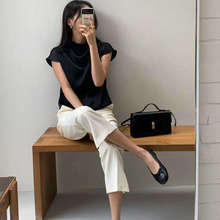 现货闪闪家 韩国东大门代购ANDYOUBROWN气质立领优雅通勤短袖上衣