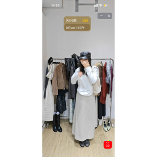 现货打折 闪闪家 韩国东大门代购STATEMENT麻料气质半裙