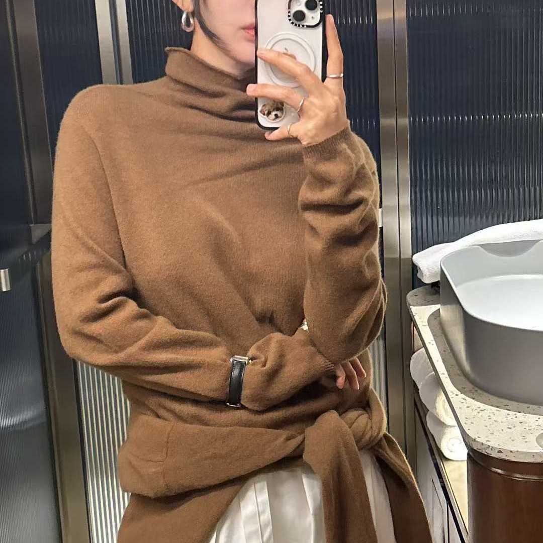 羊毛100%堆堆领针织衫