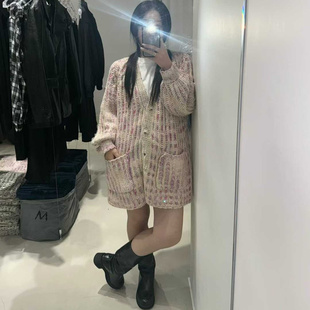 闪闪家 韩国东大门代购NEROLI 36宽大版型粗棒针混色毛衣外套