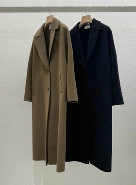 闪闪家 韩国东大门代购STATEMENT羊毛100%气质系扣毛呢大衣