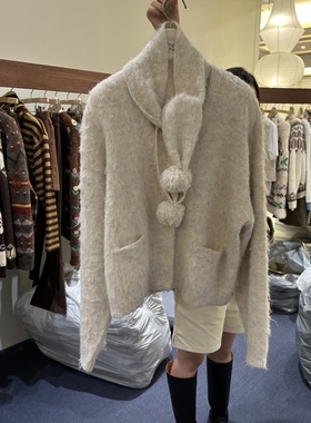 闪闪家 韩国东大门代购FURE羊绒混纺可爱围巾毛衣套装