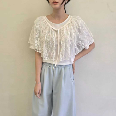 现货LABLOOM蕾丝披肩遮屁帘混搭