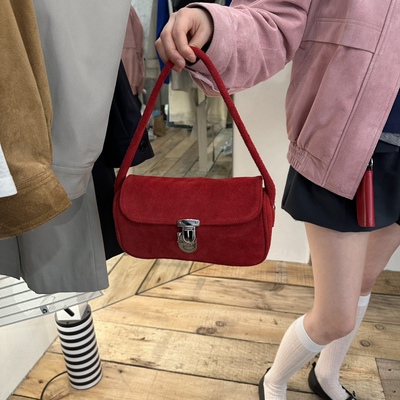 CREAMVILLA复古麂皮牛皮手提包