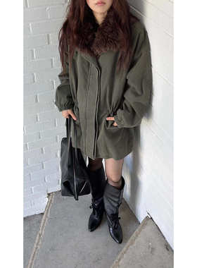 LONDONFLAT可拆卸毛领工装棉服