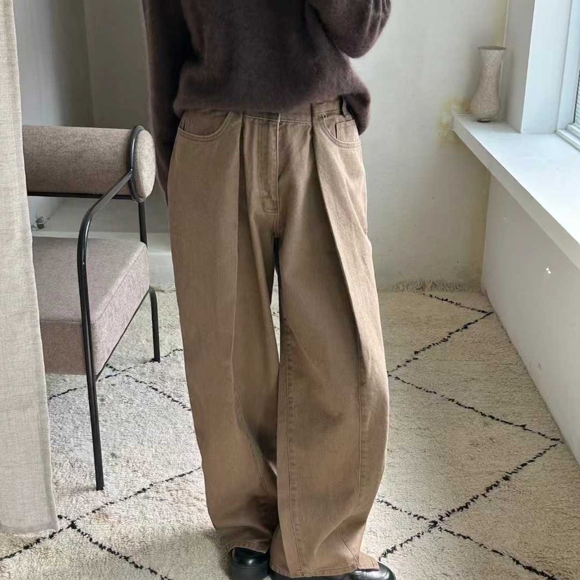 1968高腰拼接束腰时髦休闲裤