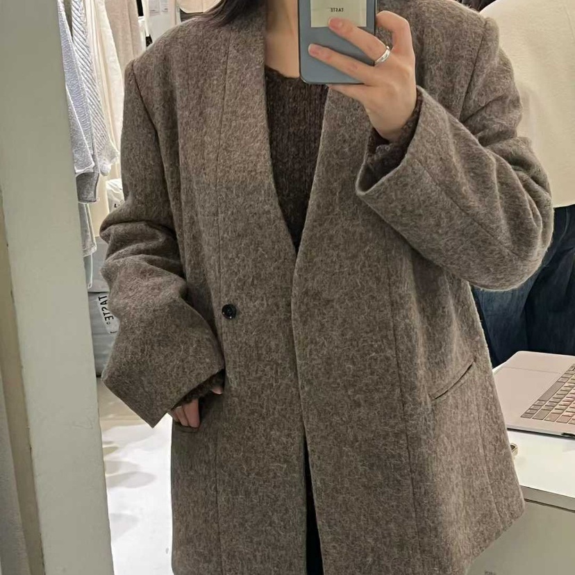 TASTE毛呢舒适V领休闲外套