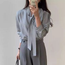 闪闪家 韩国东大门代购ANDYOUBROWN气质优雅系带通勤衬衫