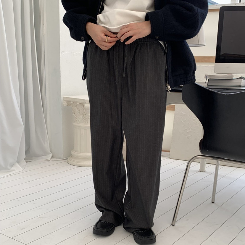 REGULARLY/PLACOR毛呢条纹休闲裤