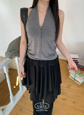 闪闪家 韩国东大门代购VAULT舒适洋气时髦挂脖吊带