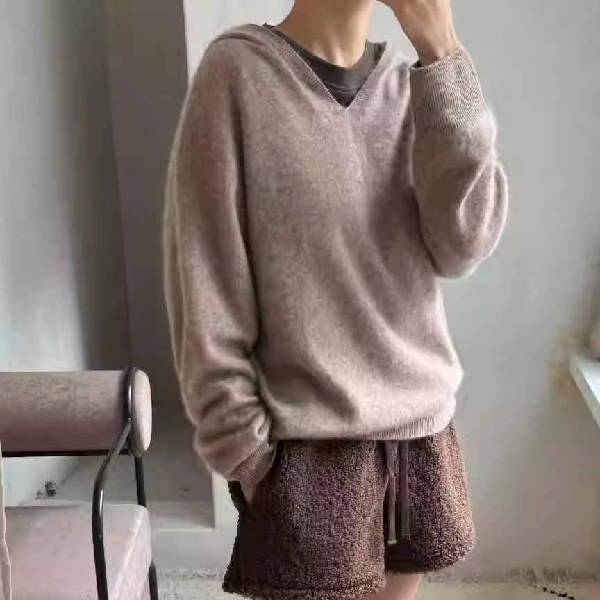 1968舒适羊毛连帽薄针织衫