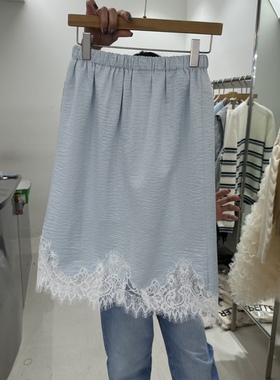 闪闪家 韩国东大门代购REPELLER春新蕾丝下摆法式半裙