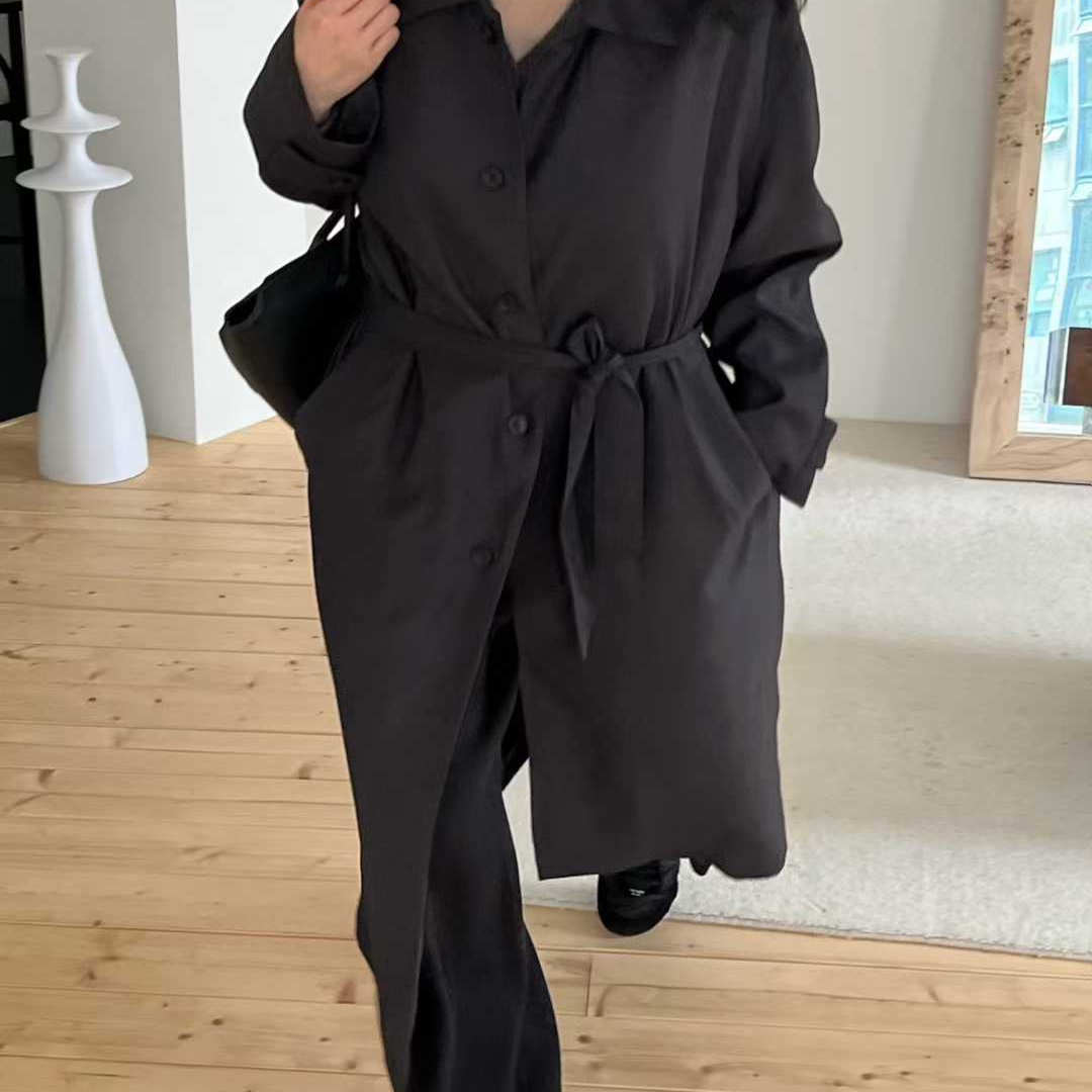 TASTE质感洋气深色束腰风衣外套