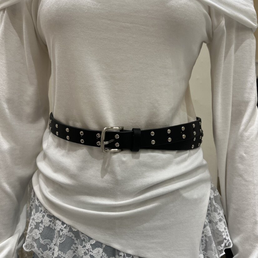 闪闪家 韩国东大门代购BY FLOW时髦铆钉洋气牛皮腰带