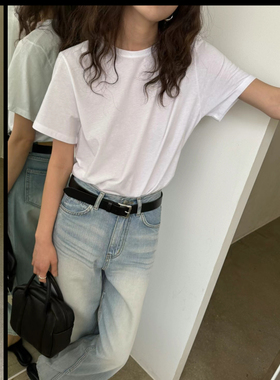 现货 闪闪家 韩国东大门代购LAKE-A基础款百搭夏季净版t