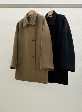 闪闪家 韩国东大门代购STATEMENT羊毛100%系扣翻领大衣