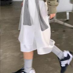 闪闪家 韩国东大门代购TEMPTING双层下摆时髦休闲百搭半裙