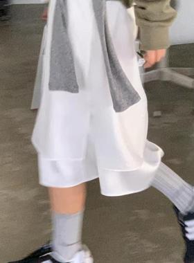 闪闪家 韩国东大门代购TEMPTING双层下摆时髦休闲百搭半裙