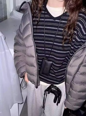 闪闪家 韩国东大门代购LAKE-A羊毛混纺条纹休闲针织衫