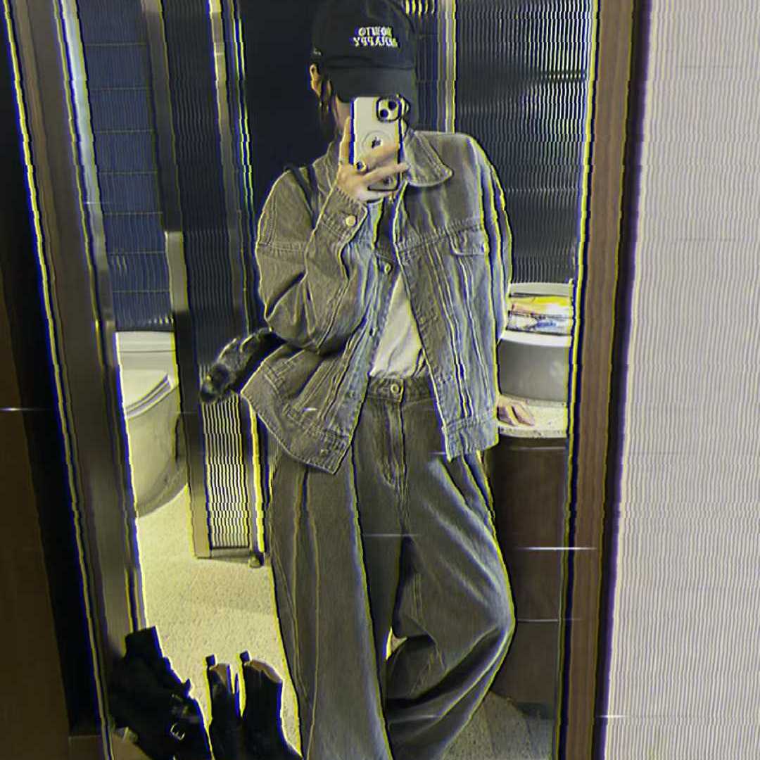 闪闪家韩系宽松牛仔套装