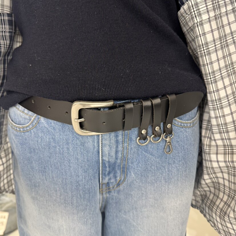 闪闪家 韩国东大门代购REPELLER时髦挂扣牛皮腰带皮带