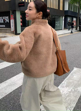 现货 闪闪家 韩国东大门代购TOOGOOD羊毛30%拉链毛毛外套