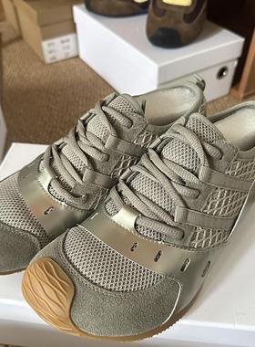 牛皮版~大头内增高不对称德训鞋女系带休闲阿甘鞋网面运动鞋女
