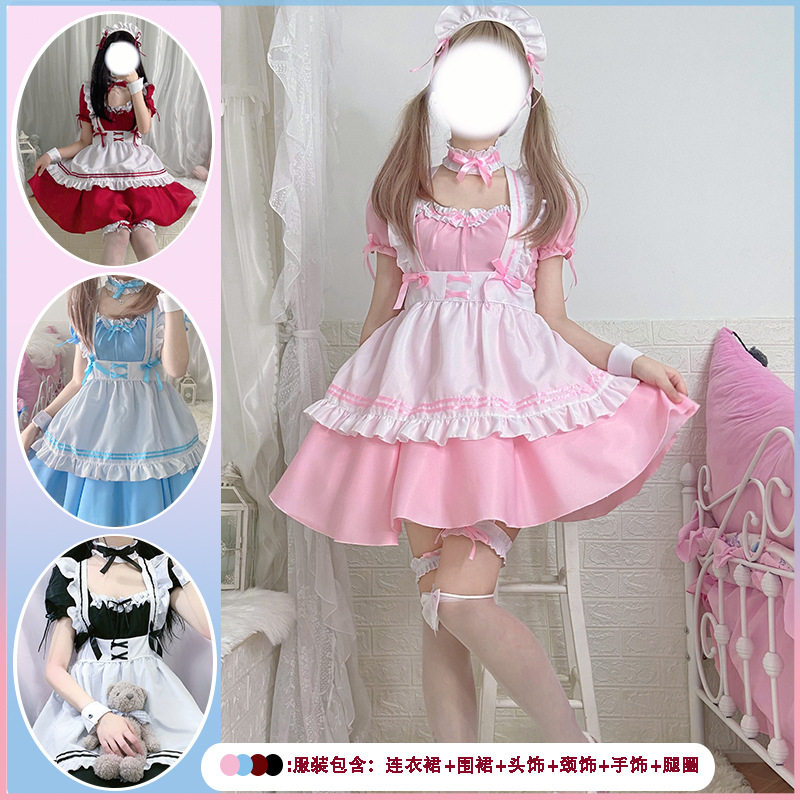 S-4XL女仆装cosplay洛丽塔萝莉套装大码男女佣制服可爱日常裙子