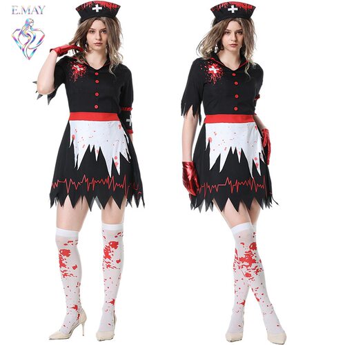 亚马逊wish万圣节女护士装吸血鬼恐怖丧尸节日派对cosplay连衣裙