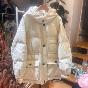 QZX抽绳收腰棉布一手长羽绒服