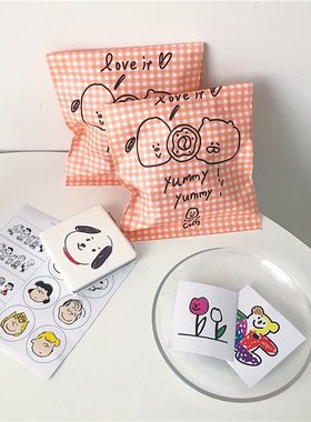 0防油纸橙色格子牛轧饼干小西