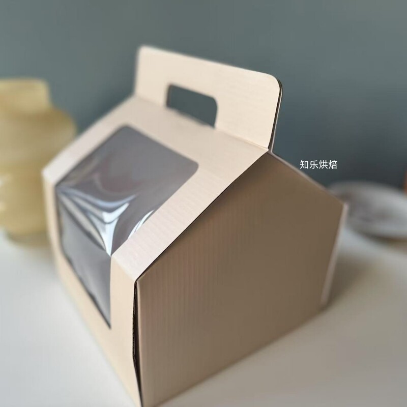 20个6寸加厚加硬瓦楞韩式手提开窗西点蛋糕盒子包装盒甜点ins