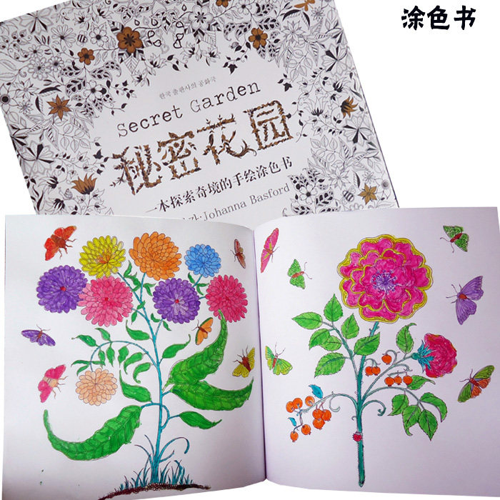 秘密花园涂色书成人减压孕妇胎教填色本儿童宝宝涂鸦画画解压绘本