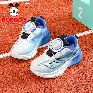 巴布豆女童运动鞋透气旋转扣不系鞋带轻便减震跑步鞋少女风
