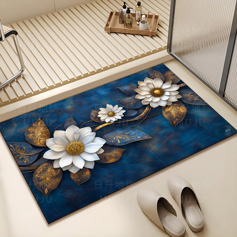 牧居暗蕊硅藻泥垫浴室卫生间吸水防滑地垫入户门垫可任意裁剪