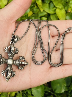 十字降魔杵  饰除晦气镇地气小杵铜法器 老降魔杵  个性项链