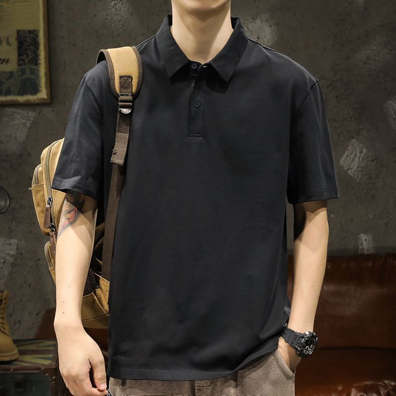 夏季棉质短袖plol衫男翻领上衣宽松衣服韩版潮流休闲日常百搭日系