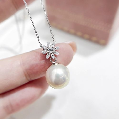 DIY珍珠小配件 S925纯银饰品 雪花金色银色吊坠空托 配9-15mm圆珠