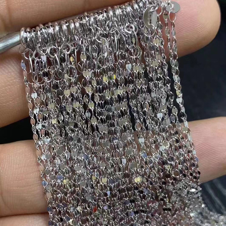 DIY珍珠配件 18k黄金瓦片链白金玫瑰金 十字链 细项链 精致金项链