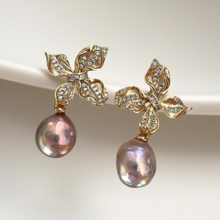 配9 金色银色耳钉女空托 15mm圆珠 S925纯银饰品 DIY珍珠耳钉配件