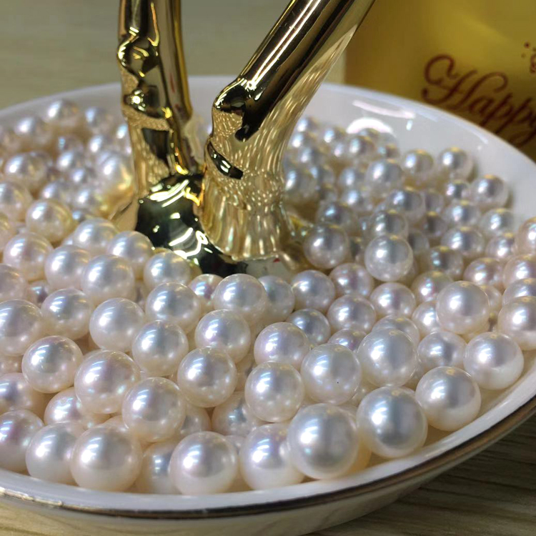 手工珍珠正圓淡水裸珠吊墜DIY