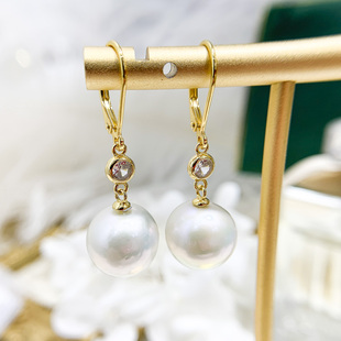 配9 金色银色耳扣女空托 15mm圆珠 S925纯银饰品 DIY珍珠耳钉配件