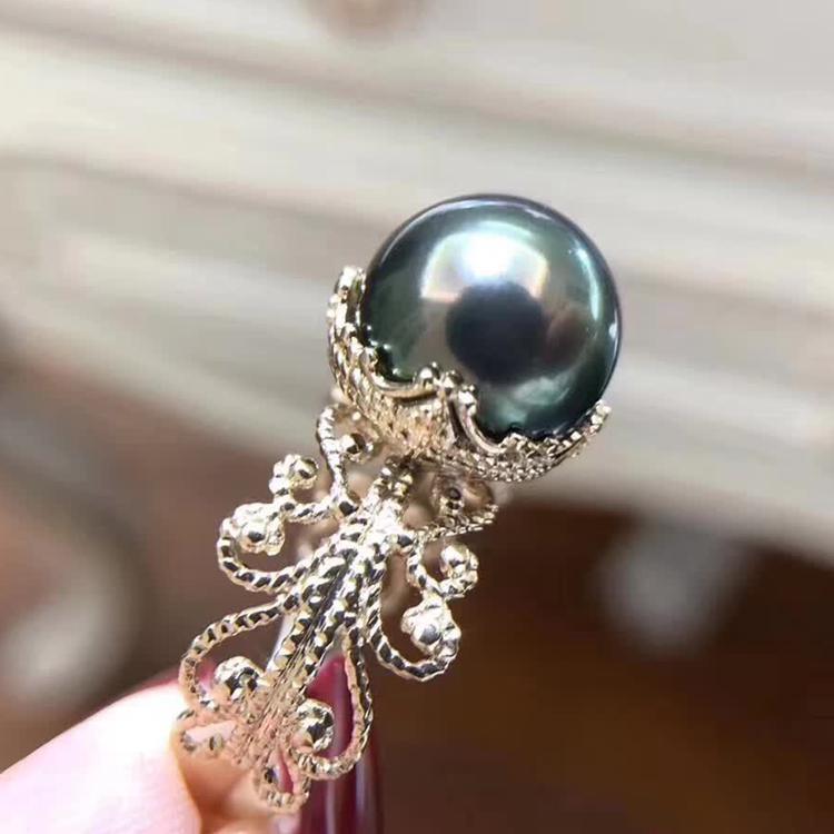 diy纯银复古款风珍珠戒指