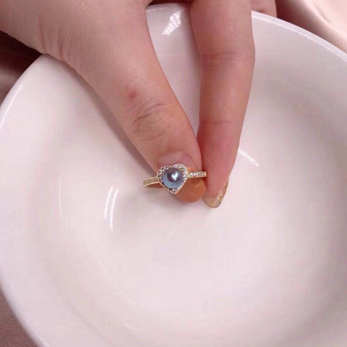 珍珠爱心戒指银饰品