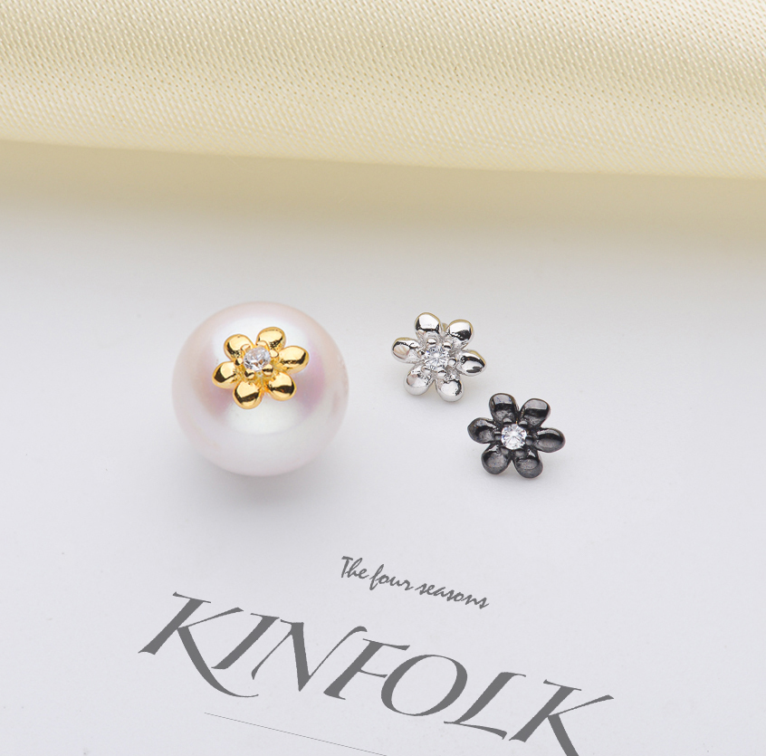 diy珍珠纯银堵头异形小配件