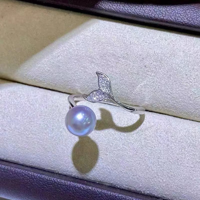 DIY珍珠戒指S925纯银款鱼尾