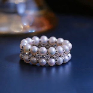 DIY珍珠配件 S925纯银 戒指手链夹片金色银色 爆款银饰 配2-3mm圆