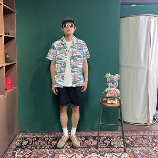 美式复古Aloha shirt短袖钮扣度假古巴领夏威夷衬衫港风花衬衣男